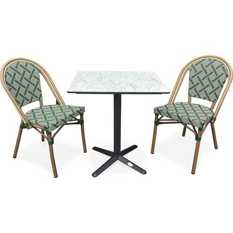 BISTRO - Set da pranzo da giardino a 2 posti in acciaio con piano in HPL - CITY GARDEN