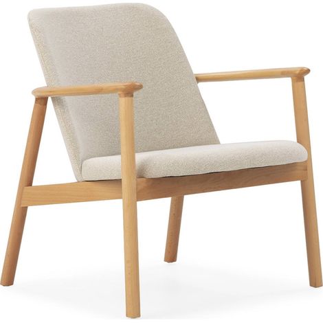 Fauteuil scandinave en hêtre et tissu gris - naturel et gris (1/5)