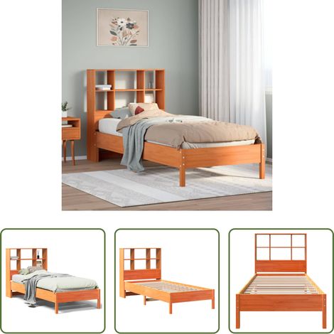 vidaXL Rangement - Lit bibliothèque sans matelas cire marron 75x190 cm pin massif (1/5)