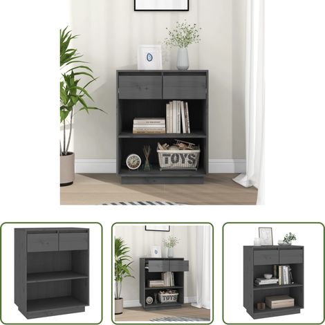 Rangement chambre - Armoire console Gris 60x34x75 cm Bois de pin solide (1/5)