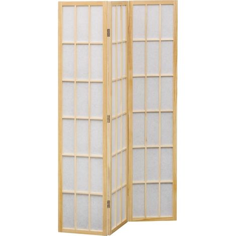 Paravent Sandai 112,5 x 170 cm, weiß und Holz - Atmosphera créateur d'intérieur (1/4)