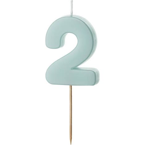 Geburtstagskerze Zahl 2, hellblau, 5,5cm (1/3)