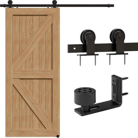1.5M/5FT Quincaillerie De Porte Coulissante Kit Porte Coulissante Rail Contient un Guide de Plancher Réglable