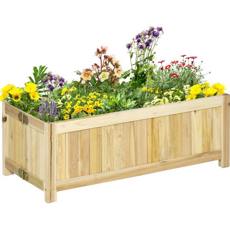 Jardinière sur Pied Pliable bac à Fleurs dim. 70L x 30L x 25H cm Corps Aspect Lattes Bois Sapin pré-huilé