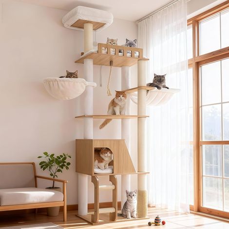 Arbre Chat Bois 184cm Multi-étages, Style Moderne, MPJ121BT (1/5)