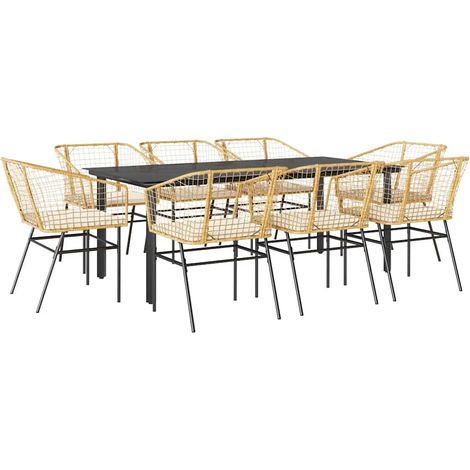 Maison Exclusive - Juego comedor jardín 9 pzas cojines ratán sint (1/5)
