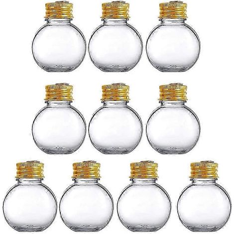 Lot de 10 boules de Noël transparentes vides de 50 ml, à remplir, avec attaches métalliques amovibles (1/5)