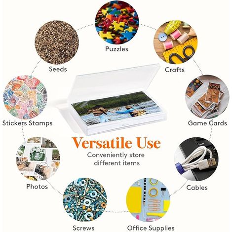 Boîte de Rangement de Photos 35 x 19 cm/14x7, 20 Compartiments Intérieurs pour Photo 10x15cm 4R, Boîtes de Rangement,Organisateur de Photo en Plastique avec 1 Feuille D'étiquette Autocollante (1/4)