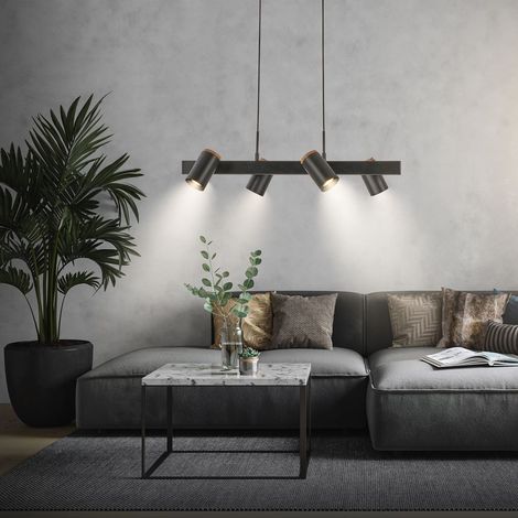 Briloner DUTA Suspension luminaire, orientable, douille GU10, à 4 ampoules, noir bois, 80 x 24,9 x 120 cm (1/5)
