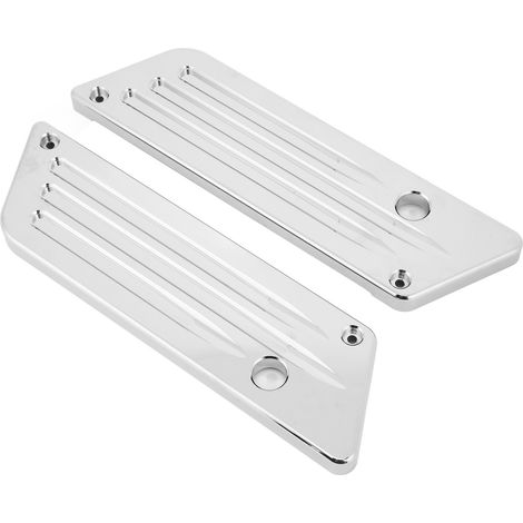 Lot de 2 caches de fermeture de sacoches (coques de charnières de couvercle extérieur) pour Touring Street Glide, Electra Glide et Road Glide (1993-2013), couleur argent. (1/5)