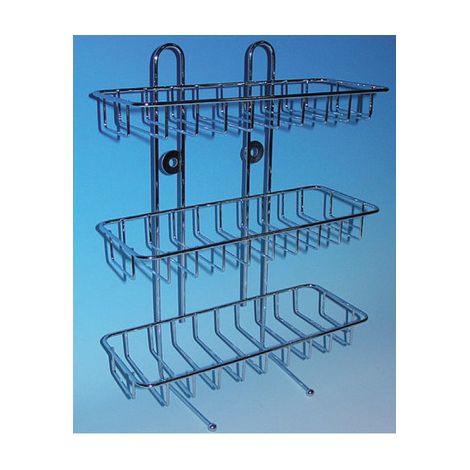 Mensola scaffale con 3 ripiani griglia cromata portaoggetti porta sapone pettine spazzola scaffale porta oggetti cromato (1/2)