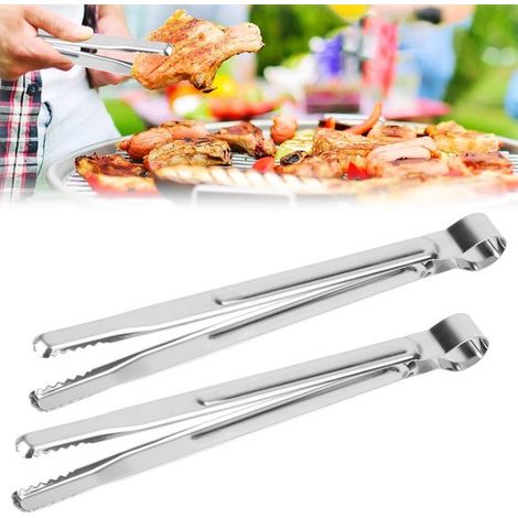 Pinzas para barbacoa de acero inoxidable (paquete de 2), Doble cara, 25,4 cm, Pinzas para barbacoa resistentes al calor, buffets, etc (1/5)