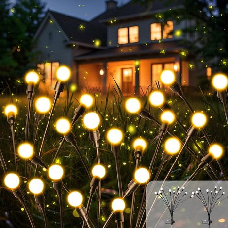 Lampe Solaire Exterieur, 2Pièces 10LEDs Lampe Luciole Solaire Exterieur Hauteur Réglable,Plusieurs Modes Disponibles,IP65 Étanche,Lumiere Solaire pour Patios Terrasses Decoration Jardin Pelouse