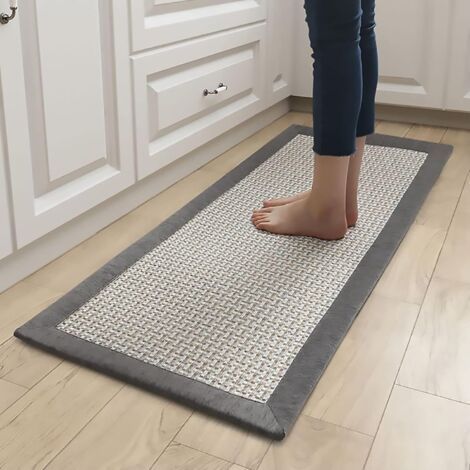 Tapis de Cuisine. Devant evier. antidérapant. Tapis Lavable en Machine Coton et Lin Absorbant Gris(50x 120cm) (1/5)