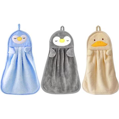 3-Piece Hanging Hand Towel Set, Coral Velvet Microfiber Hanging Loops, Super Soft and Cute Absorbent Hand Towels for Kitchen, Bathroom, Children and Adults (1/5)