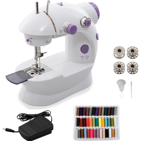 Mini machine à coudre, machine à coudre portable pour les adultes débutants, vitesse de travail manuel électrique crafting patchwork machines à coudre électriques surjeteuses (1/5)