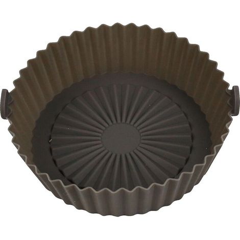 Marmite en silicone réutilisable pour friteuse à air chaud, panier de cuisson antiadhésif résistant à la chaleur - Taille L - Gris (1/4)