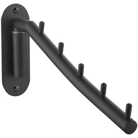 Foldable Stainless Steel Clothes Hanger with Swing Arm for Hanging Clothes Matte Black Wall Mount (1/5)