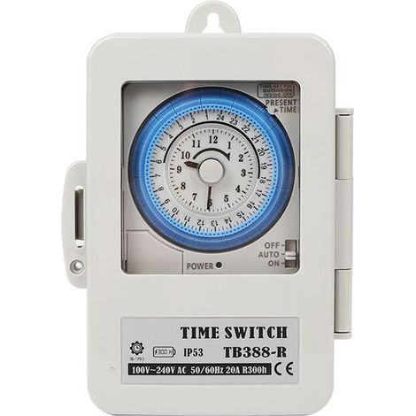 Minuterie mécanique étanche programmable 24h – 20A – AC 100-250V – Chronométrage précis pour chauffe-eau et éclairage (1/5)