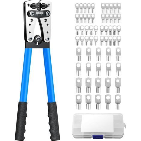 Pince à Sertir Câble 6-50mm² Kit Sertissage Cuivre - Outil Sertir Cosse SC Cuivre Électrique avec 45 Cosses Épaisses - Pour Batterie Voiture Bricolage Installation Électrique (1/5)
