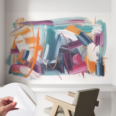 Fototapete Selbstklebend - Wanddekoration - Wandfolie - 3D Tapete Wand - Wohnungsdeko Energische Pinselstriche 104x70 cm (1/5)