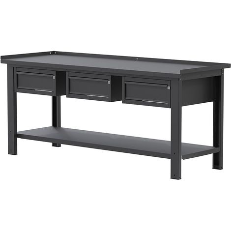 Banco da lavoro SOGI X3N124A - 2 m - piano in acciaio - 1 + 1 + 1 cassetti (1/4)