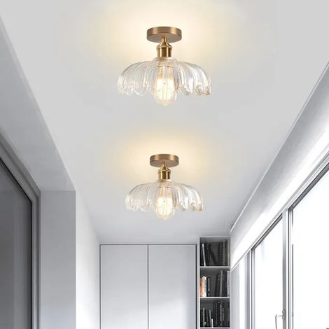 2x Plafonnier Vintage,E27 Lampe de Plafond Moderne Abat-jour en Verre Design Fleurs Transparente
Lustre pour Salon Chambre