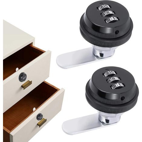 2 Pièce Cam Cabinet Code Lock, Verrouillage Tiroir Mot de Passe, Serrure Armoire Mécanique, Code Verrouillage Serrure, pour Portes de Tiroir de Sécurité, Coffres à Outils, Casiers (1/5)