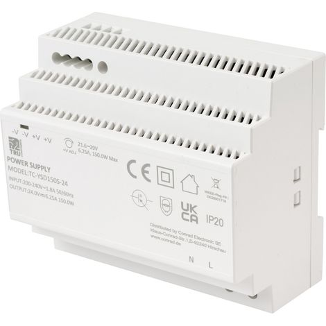 TRU COMPONENTS TC-13710896 Hutschienen-Netzteil (DIN-Rail) Verbrauch (StandBy) 0.3 W 24 V/DC 6.25 A (1/5)
