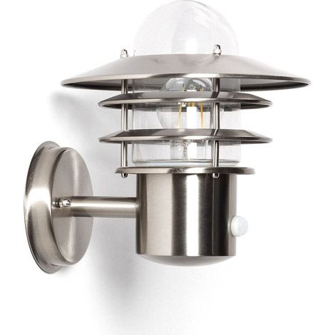– Applique extérieure hublot inox avec capteur PIR – Résistante IP44 – Ampoule E27 non incluse – Éclairage automatique pour sécurité (1/5)