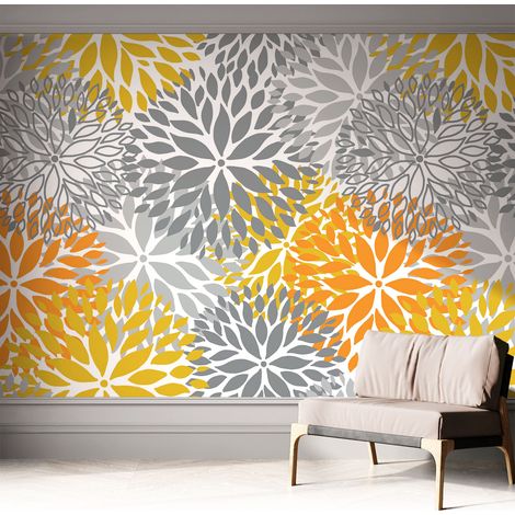 Papier peint autocollant avec imprimé pour cuisine facile à appliquer pour mur a motif Énergie florale 312x219 cm (1/5)
