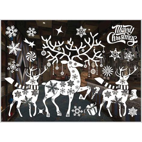Autocollants de Noël - Décoration de Noël - Flocon de neige - Pour fenêtre - Renne de Noël (1/5)