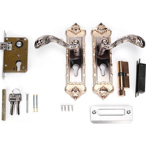 GLOGLOW Ensemble de Leviers Antivol D'intérieur de Serrure de Porte Vintage de Style Européen, Acier au Manganèse, pour la sécurité de la Maison (1/5)