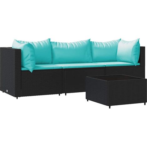 Maison Exclusive - 4-tlg. Garten-Lounge-Set mit Kissen Schwarz Po