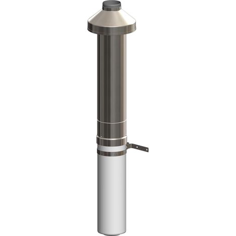 ATEC Dachdurchführung DN 80/125 650mm Edelst. inkl. Befestigungsschelle, 1455