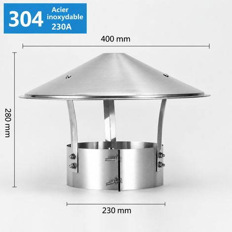 Chapeau de cheminée anti-pluie en acier inoxydable 304 pour conduit 230 304 230 40 × 40 × 8 cm 1 kg – Livraison gratuite