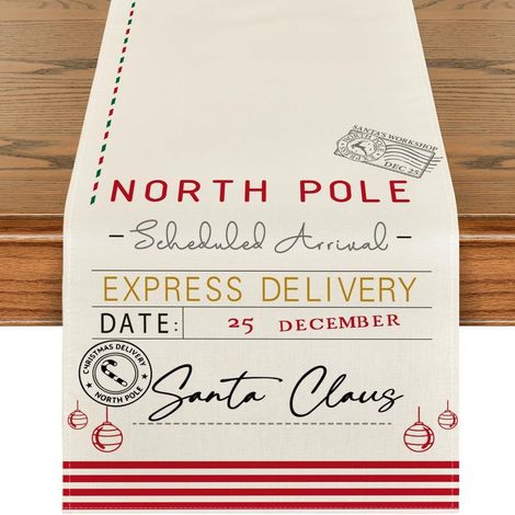 [NON UTILIZZATO] Runner da tavolo rosso con motivo pupazzo di neve e uccello - Lavabile - Moderno - Inverno - Cucina - Tavolo da pranzo - Decorazione 40 x 140 cm, STILE 5 (1/3)