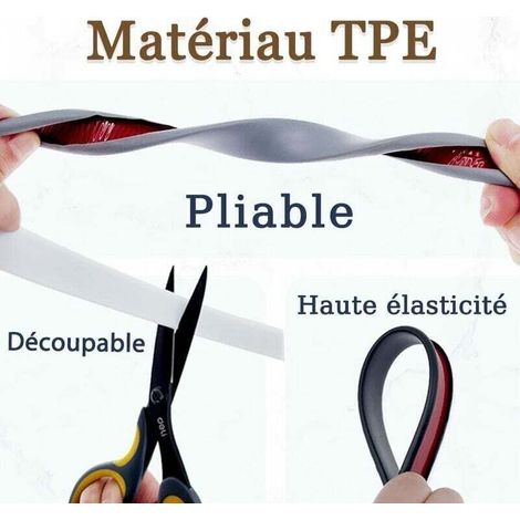 2M Noir Forme de U 16MM Bande de Chant en Adhesive,Pas de Thermocollant Chêne Chant Plan de Travail Bande de Garniture,Caoutchouc Souple TPE Placage Bois Couvre Chant pour Meubles (1/3)