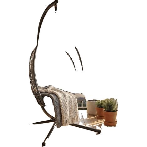 Silla colgante, diseño plegable, para uso interior y exterior, GRIS OSCURO (1/2)