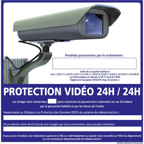 PANNEAU PROTECTION VIDEO 24H/24H (G1172) - Adhésif - 125 x 125 mm