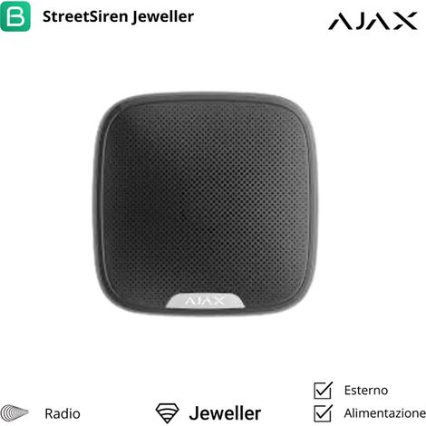 Drahtlose Sirene Außen Sirene 113dB AJSSN Silber AJAX Streen schwarz