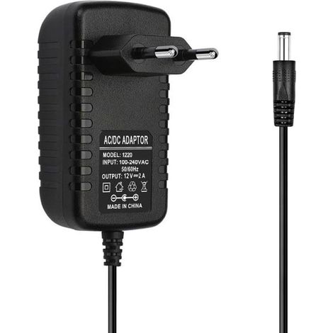 12 V 2 A Adaptateur Secteur, Chargeur d'alimentation CA à CC 12 Volts avec fiche 5,5 x 2,5 mm pour Bande LED, routeur, Voiture électrique pour Enfants, caméra IP, Disque Dur Externe, caméra (1/5)