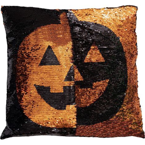 Coussin Citrouille Halloween - Housse De Coussin Décorative À Motif Citrouille - Pour Canapé Fauteuil Lit - 45 x 45 cm - Jaune Et Noir - 2 Pièces (1/4)