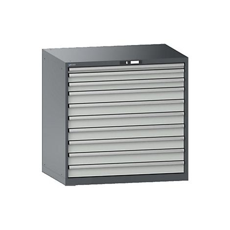 Cajonera con 10 cajones  A x P x H 1023 x 725 x 1000 mm  gris