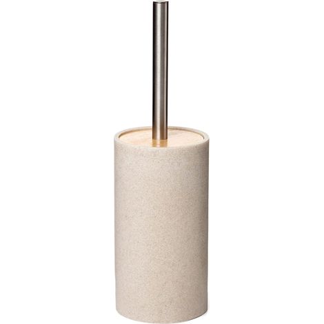 Brosse Toilettes WC Résine Polyvalente et Solide Design Élégant et Décoratif BALAYETTE WC Fonctionnelle 9,8 x 9,8 x 32,2 cm - Collection Bora - Beige (1/2)