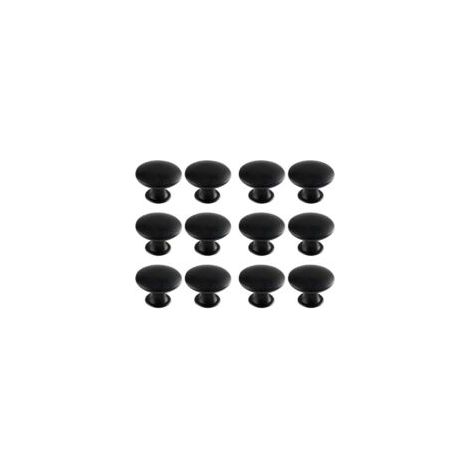 Tiradores redondos retro para cajones y puertas ZVD, aptos para cajones, armarios y alacenas (12 unidades, color negro) - Crezuo (1/4)
