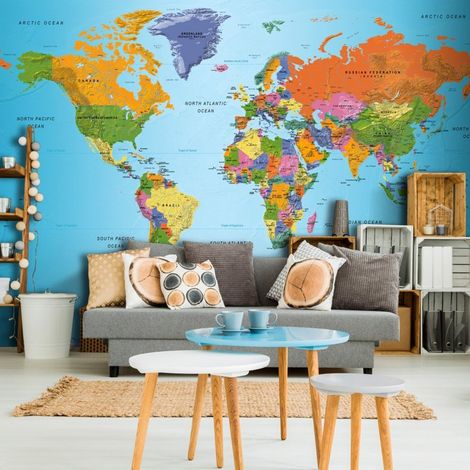 Papier peint World Map: Colourful Geography - 150 x 105 cm (1/4)