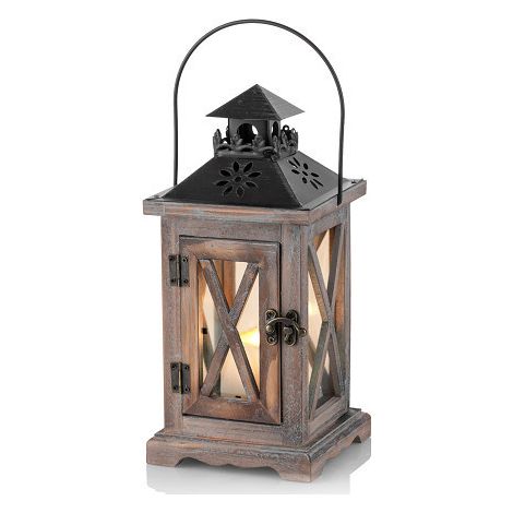 Porte-bougie vintage en bois, style lanterne, idéal pour les mariages, la décoration de ferme, à l'intérieur comme à l'extérieur