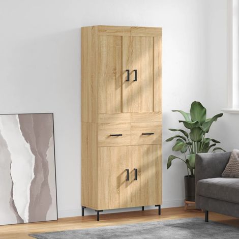 Buffet haut,Buffet de salon,Commode Meuble de rangement,Style Industriel Chêne sonoma 69,5x34x180 cm Bois d'ingénierie VNWE626548 (1/5)