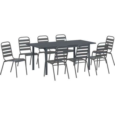 Maison Exclusive - Garten Essgruppe 9 pcs Anthrazit Pulverbeschic